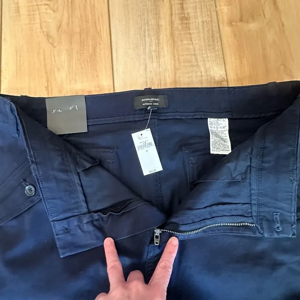 NWT Banana Republic Woman's Authentic Chino Pants Navy Blue Size 14